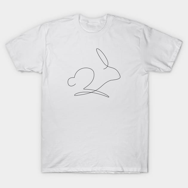 One line rabbit T-Shirt by Seven Trees Design